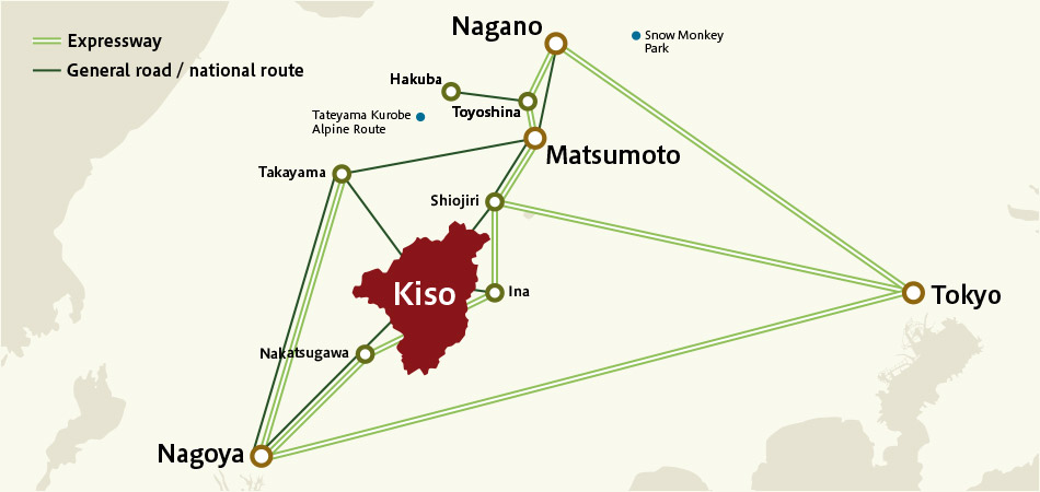 Directions to Kiso (by rent-a-car)